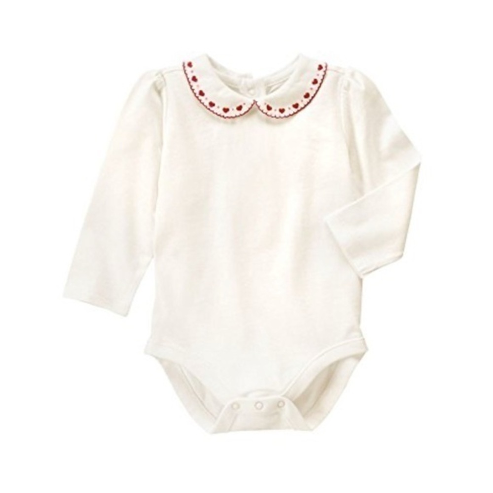 New Gymboree Retro Girl’s Heart Collar Bodysuit Cream Color 12-18 Months NWT